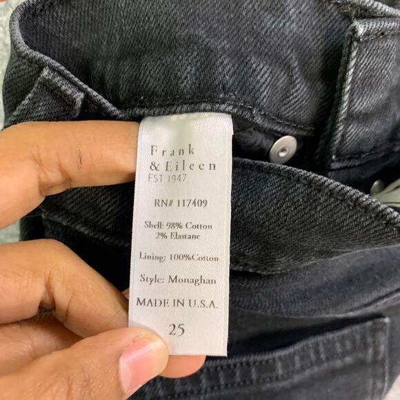 Frank and Eileen $328 Monaghan Mom Jean Black Denim Size 25 MADE IN USA - Picture 11 of 13
